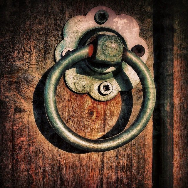 metal, rusty, metallic, close-up, old, safety, security, lock, handle, protection, door, indoors, wood - material, chain, connection, wall - building feature, circle, padlock, old-fashioned, no people