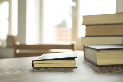 Close-up of books on table