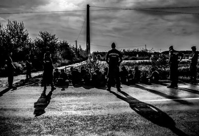 People walking on road