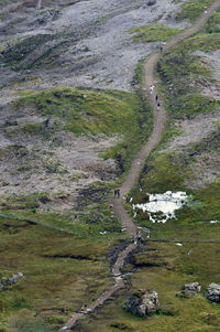 High angle view of road amidst landscape