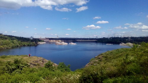 Bridge over river against sky