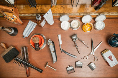 Directly above shot of tools on table