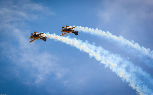 Low angle view of airshow