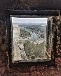View of road through window