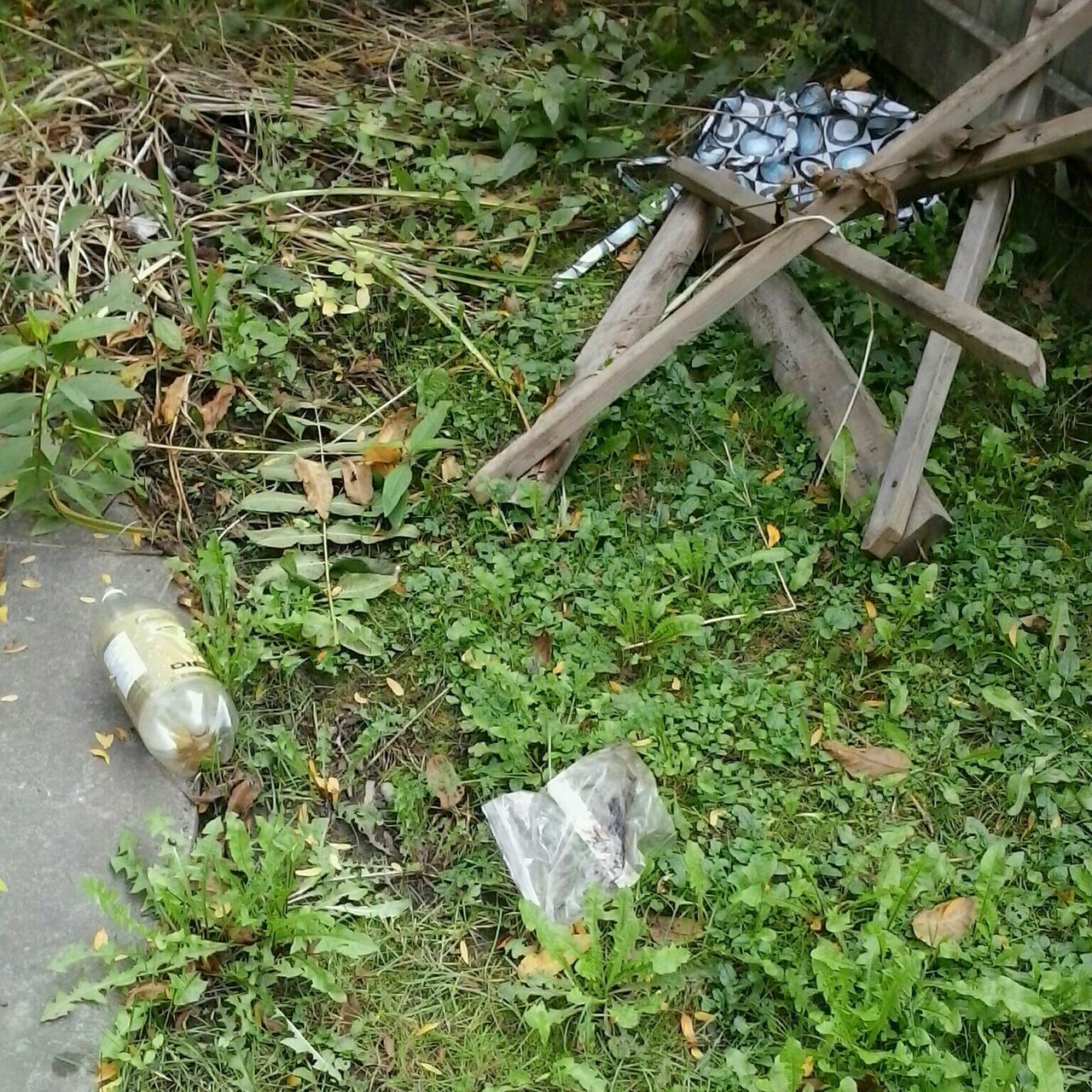 grass, abandoned, field, wood - material, obsolete, high angle view, damaged, old, grassy, broken, wooden, day, plant, run-down, no people, deterioration, close-up, leaf, messy, outdoors