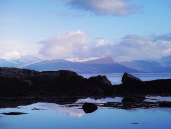 Scenic view of lake against sky