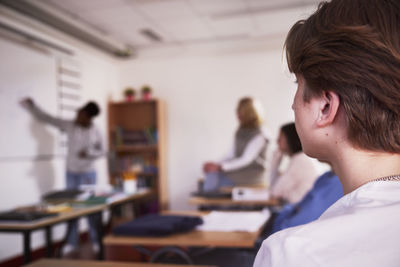 Teenage boy in classroom