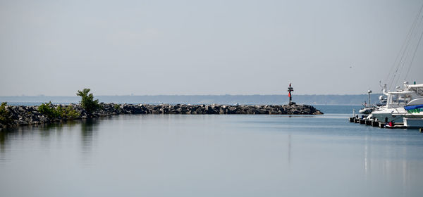 Scenic view of sea against clear sky