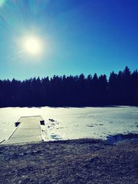 Scenic view of lake against clear sky