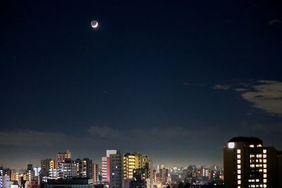 City lit up at night