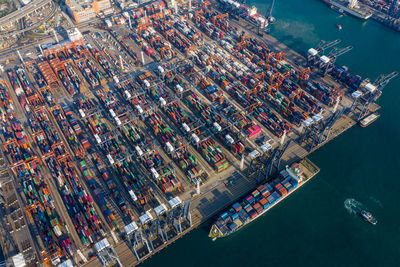 High angle view of commercial dock