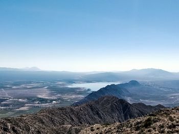 Scenic view of dramatic landscape against clear sky