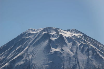 Low angle view of snowcapped mountain against sky