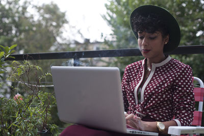 Young woman working on a laptop