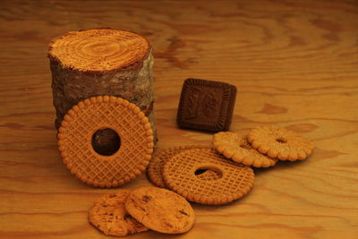 Close-up of cookies on table