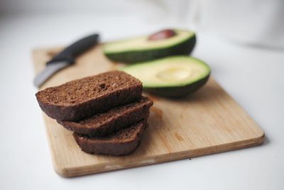 Close-up of food on cutting board