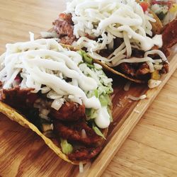 Close-up of food on table