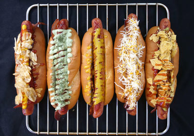 Directly above shot of pumpkins on barbecue