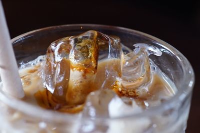 High angle view of drink on table