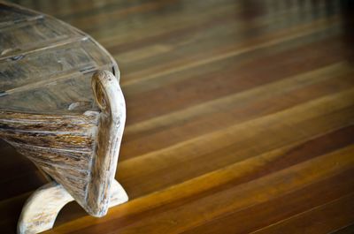 High angle view of glass on table