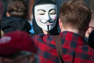 Close-up of man wearing mask