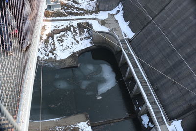 High angle view of snow during winter