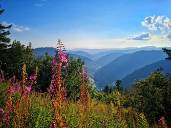 Scenic view of mountains against sky