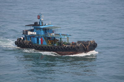 Ship sailing in sea