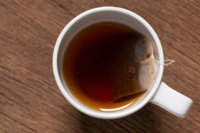 High angle view of coffee on table