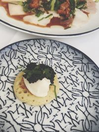 High angle view of meal served in plate