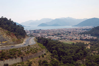 Beautiful view from the observation deck from the mountain to the city of marmaris turkey in summer