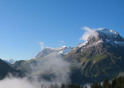 Snow covered mountain against clear sky