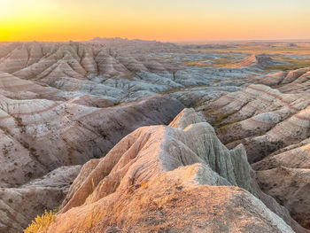 Scenic view of mountains against sky during sunrise 