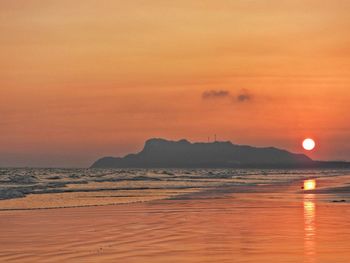 Scenic view of sea against sky during sunset