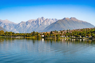 A view of colico and piona, lake como, and the surrounding mountains.