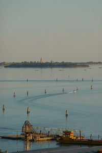 Scenic view of sea against clear sky