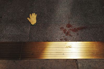 High angle view of glove on street