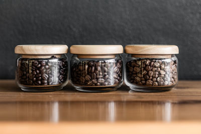 Close-up of coffee in glass on table