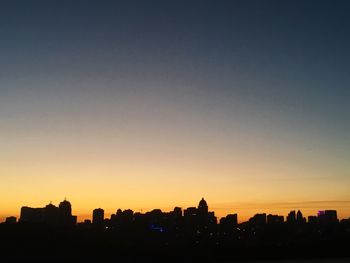 Silhouette buildings against sky during sunset