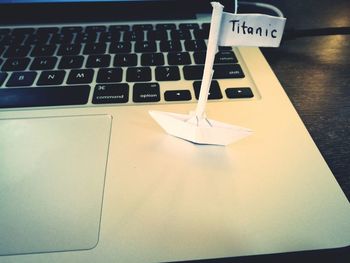 Close-up of laptop on table