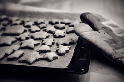 Close-up of cookies on table