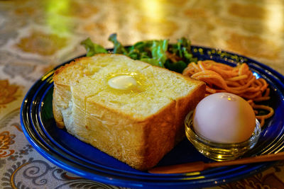 Close-up of food in plate on table