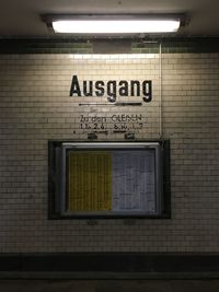 Information sign on wall