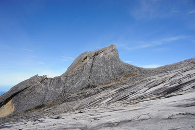 Scenic view of mountains against blue sky