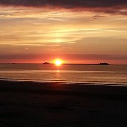 Scenic view of sea at sunset