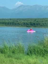 Scenic view of lake against sky