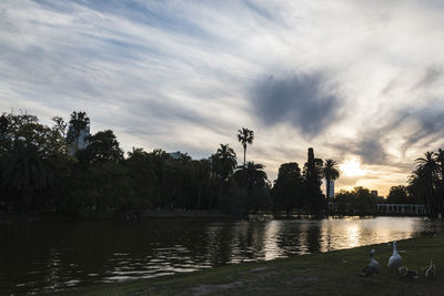 View of lake at sunset