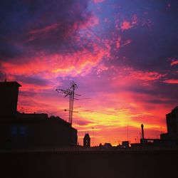 Silhouette of buildings at sunset