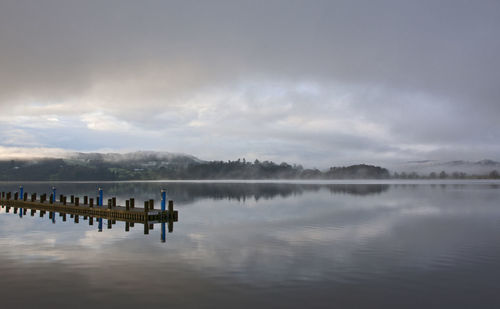 Pier at still lake in the british lake district