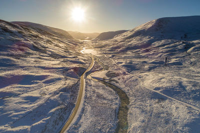 Above the snow road, cairngorm national park 